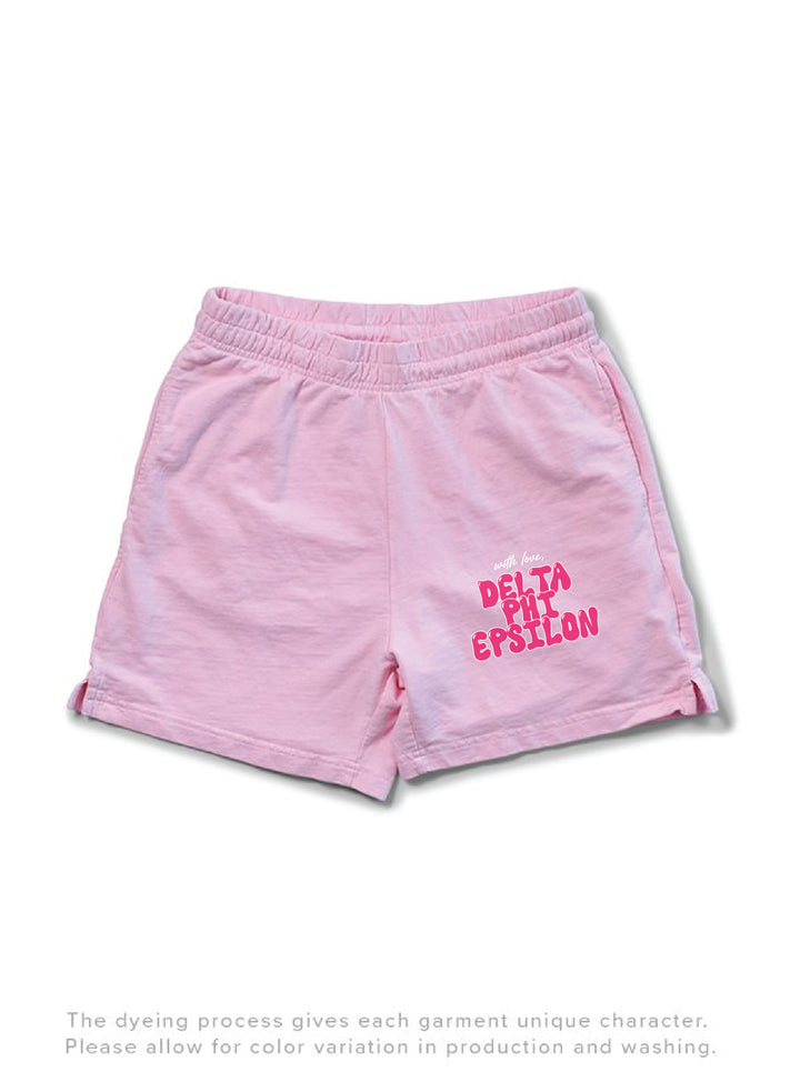 With Love Sorority Light Weight Bubblegum Shorts