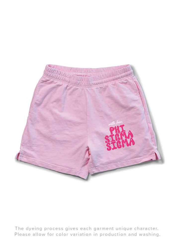 With Love Sorority Light Weight Bubblegum Shorts - 2XL