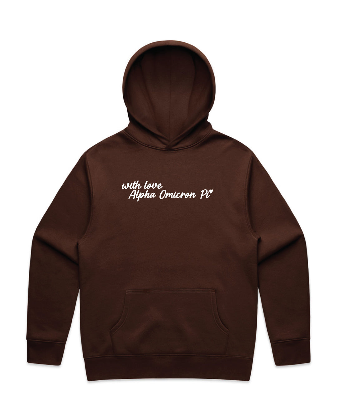 With Love Embroidered Chestnut Heavy Weight Sorority Hoodie