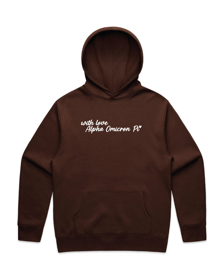With Love Embroidered Chestnut Heavy Weight Sorority Hoodie