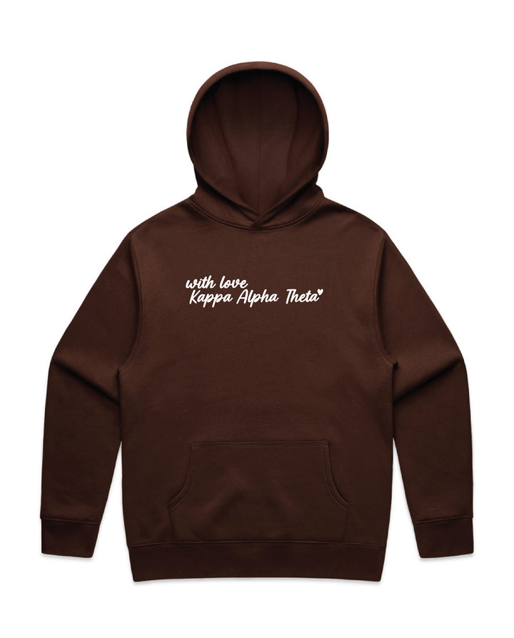 With Love Embroidered Chestnut Heavy Weight Sorority Hoodie