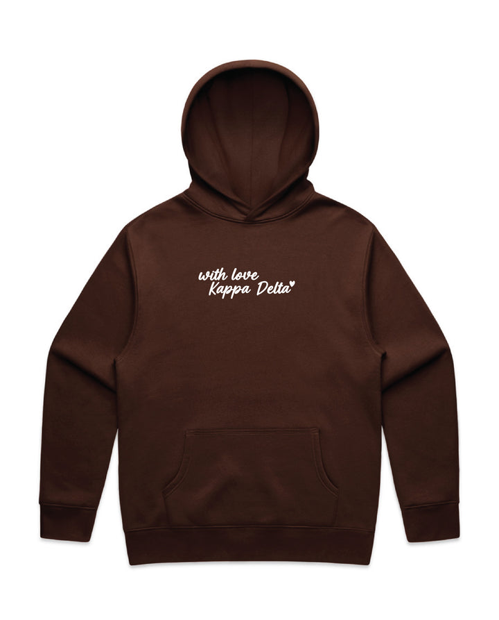 With Love Embroidered Chestnut Heavy Weight Sorority Hoodie