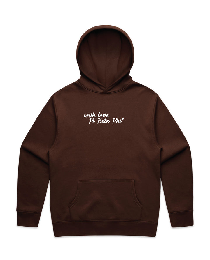 With Love Embroidered Chestnut Heavy Weight Sorority Hoodie