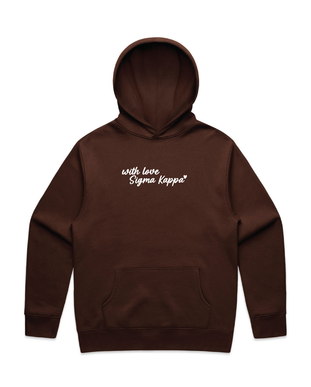 With Love Embroidered Chestnut Heavy Weight Sorority Hoodie