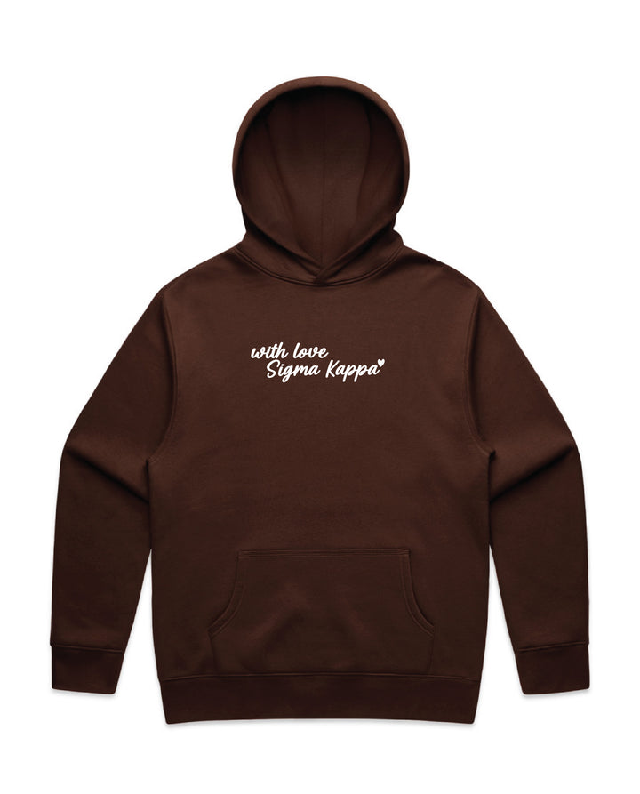 With Love Embroidered Chestnut Heavy Weight Sorority Hoodie