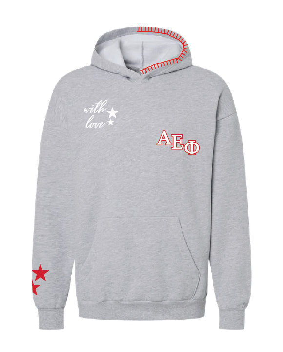 With Love Stars Red Hood Stitch Sorority Hoodie