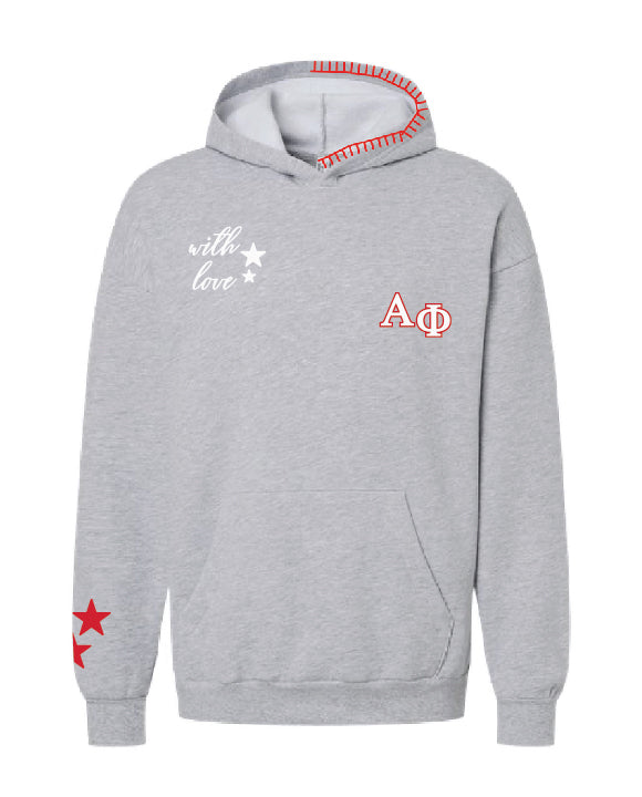 With Love Stars Red Hood Stitch Sorority Hoodie
