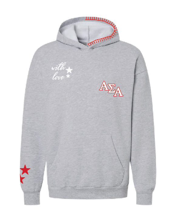 With Love Stars Red Hood Stitch Sorority Hoodie