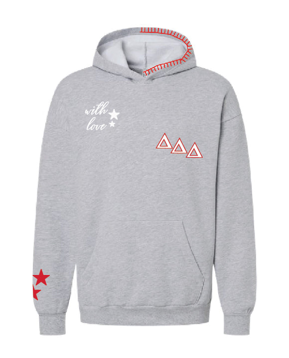 With Love Stars Red Hood Stitch Sorority Hoodie