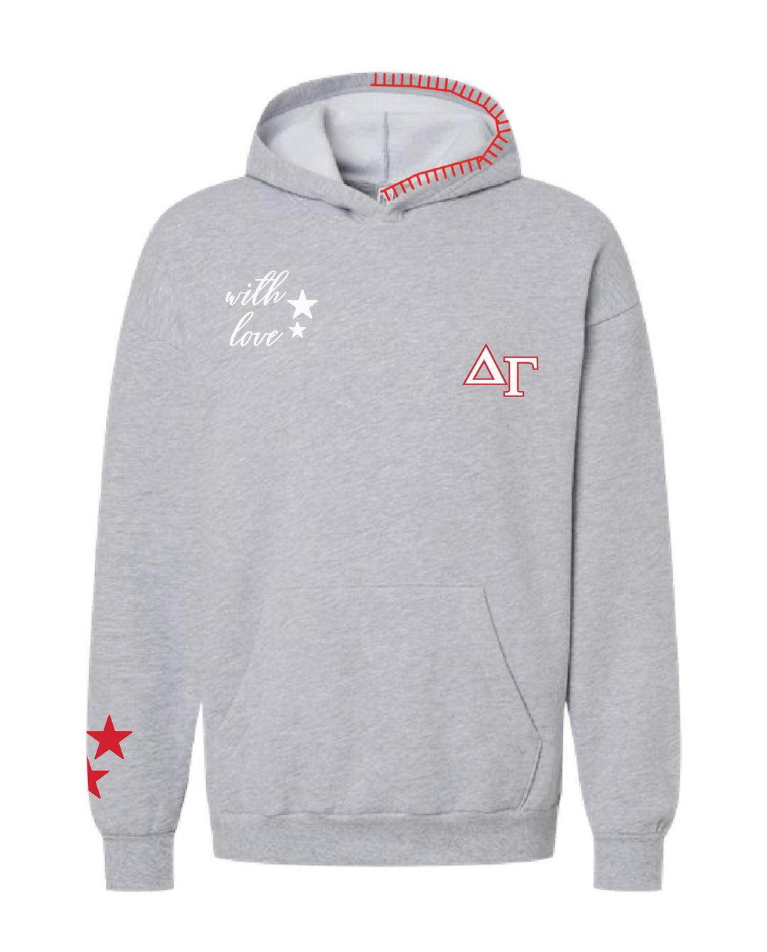 With Love Stars Red Hood Stitch Sorority Hoodie