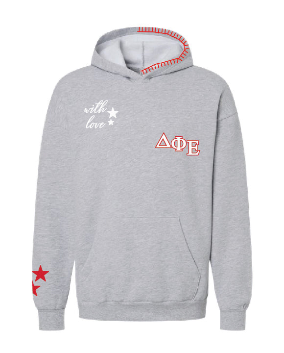 With Love Stars Red Hood Stitch Sorority Hoodie