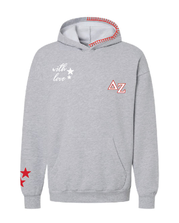 With Love Stars Red Hood Stitch Sorority Hoodie
