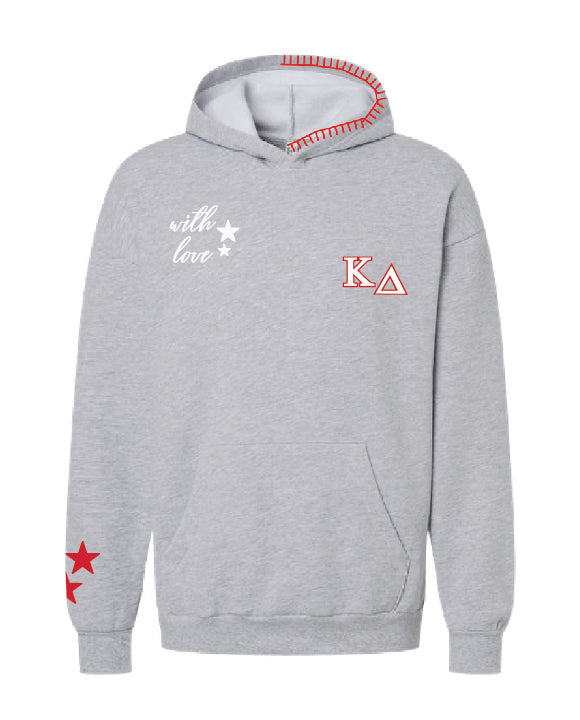 With Love Stars Red Hood Stitch Sorority Hoodie