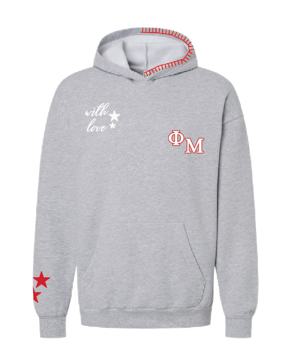 With Love Stars Red Hood Stitch Sorority Hoodie