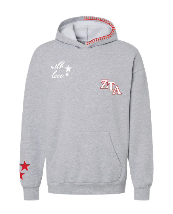 With Love Stars Red Hood Stitch Sorority Hoodie