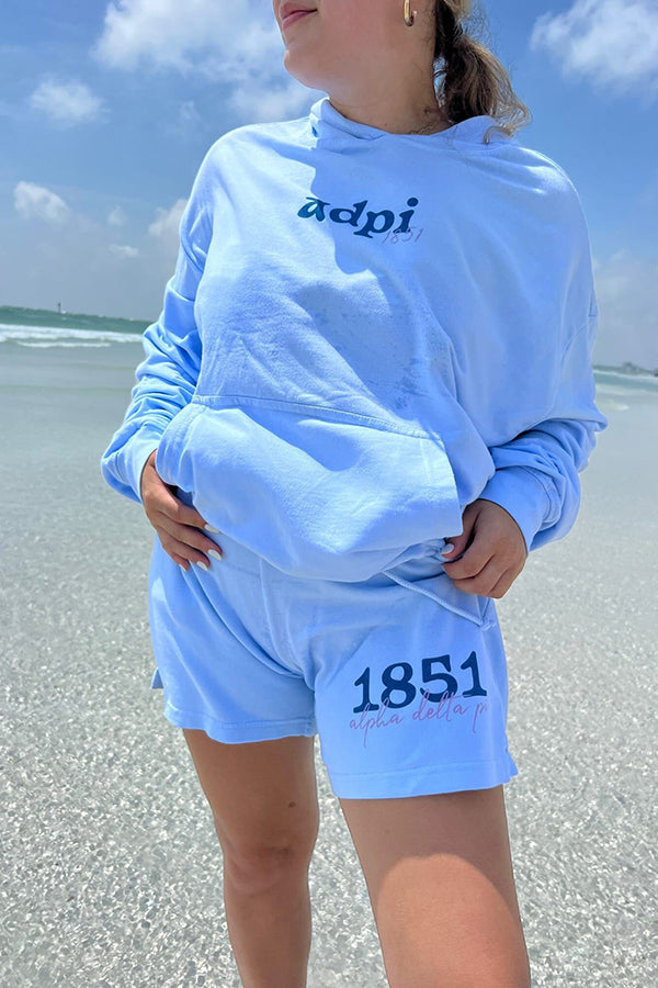 Alpha Delta Pi Arctic Blue Mix Type Matching Set Shorts