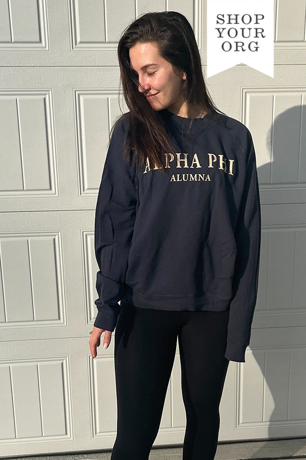 Greek Alumna Midnight Sky Mock Neck Light Weight Crewneck - 2XL