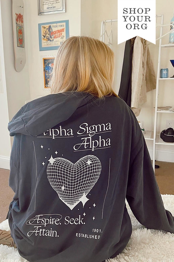 Midnight Sky Disco Heart Matching Set Light Weight Sorority Hoodie