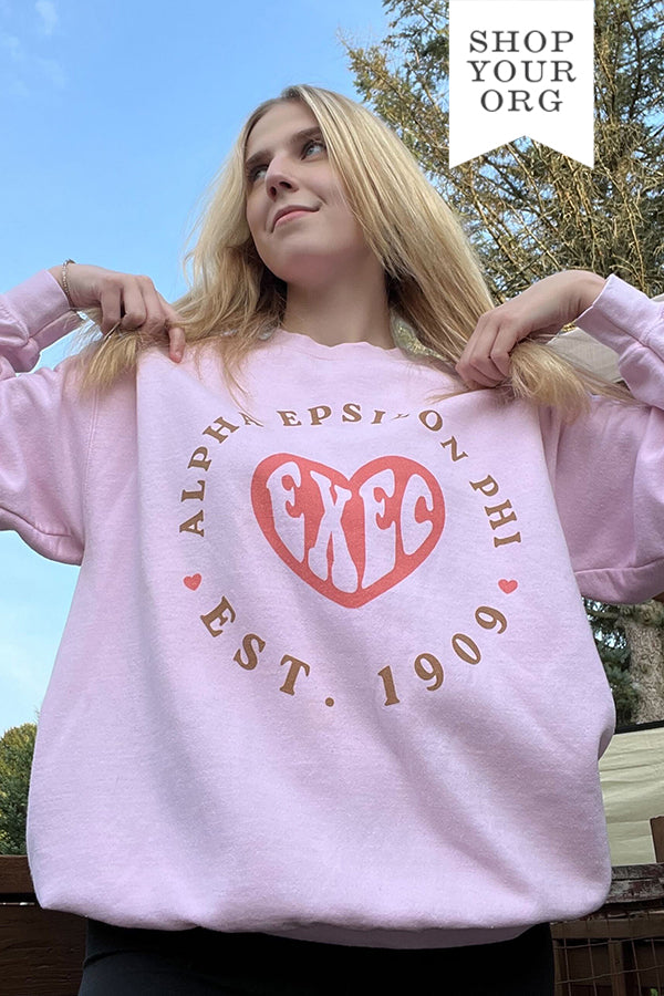 Pink Heart Sorority Exec Crewneck