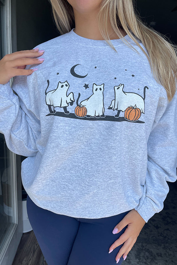 Ghost Cats Halloween Crewneck