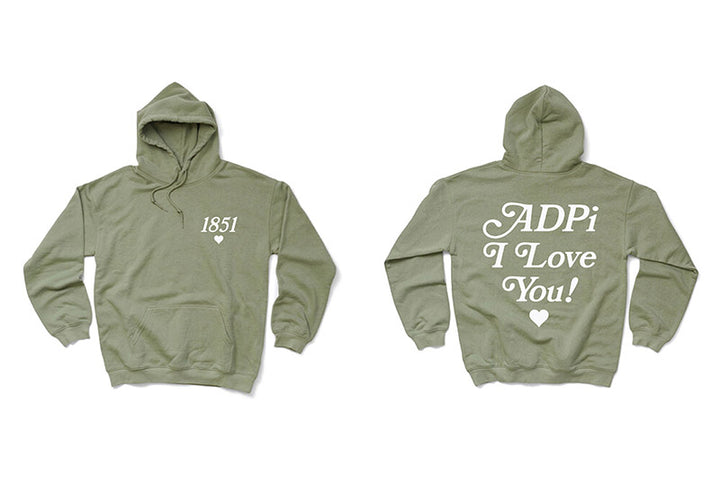 Alpha Delta Pi I Love You Sage Matching Set Hoodie