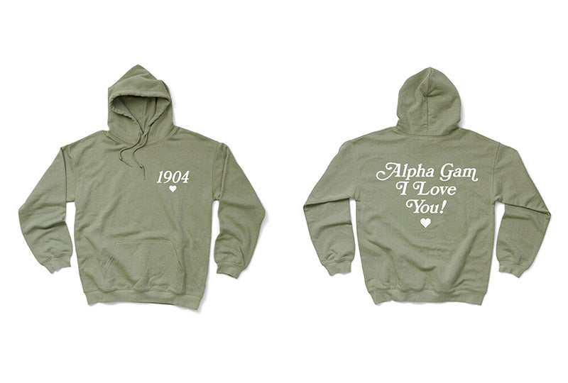 I Love You Sage Matching Set Sorority Hoodie