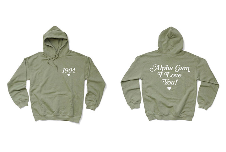 I Love You Sage Matching Set Sorority Hoodie