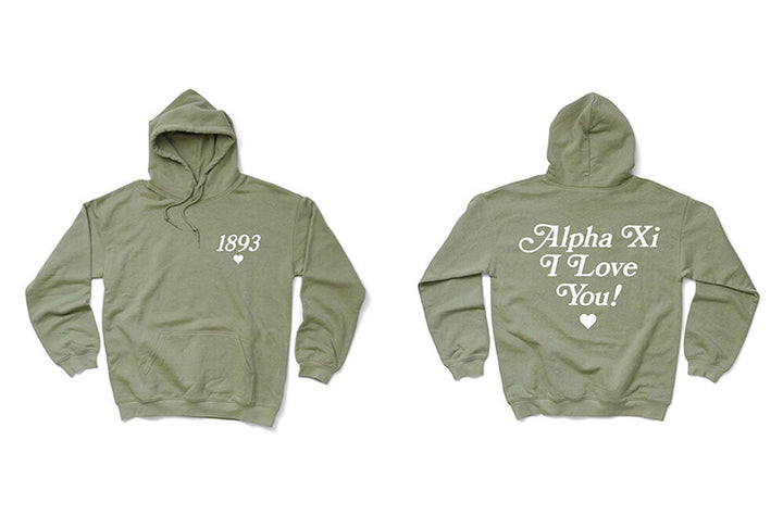 I Love You Sage Matching Set Sorority Hoodie