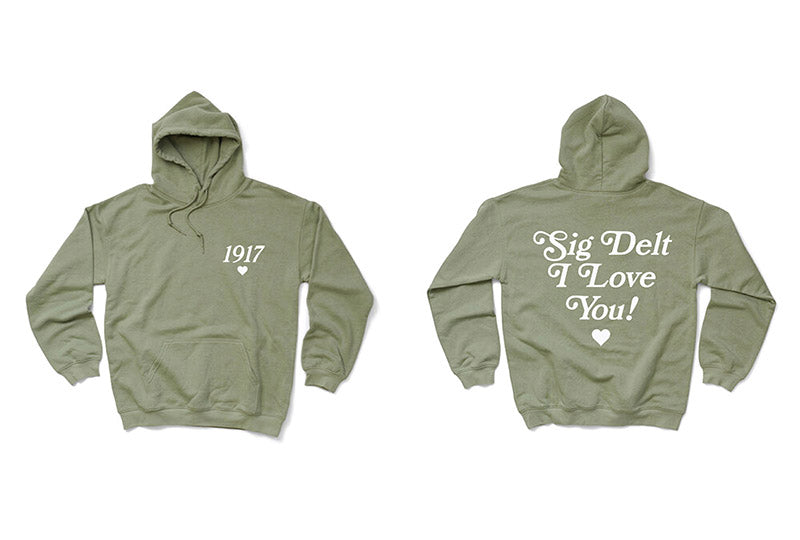 I Love You Sage Matching Set Sorority Hoodie