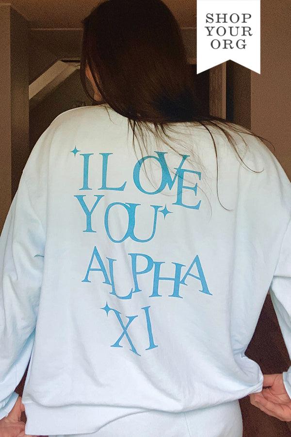 I Love You Arctic Blue Matching Set Light Weight Sorority Crewneck