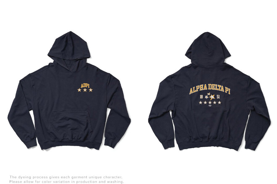 Alpha Delta Pi Midnight Sky Varsity Stars Light Weight Hoodie