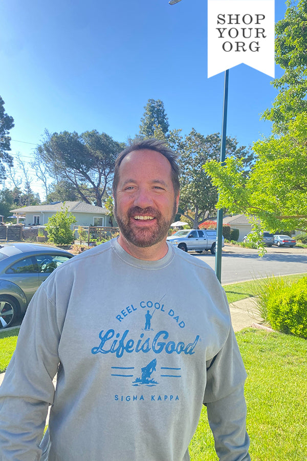 LIFE IS GOOD® Reel Cool Sorority Dad Crewneck