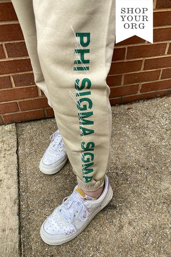 Sand and Green Sorority Matching Set Joggers