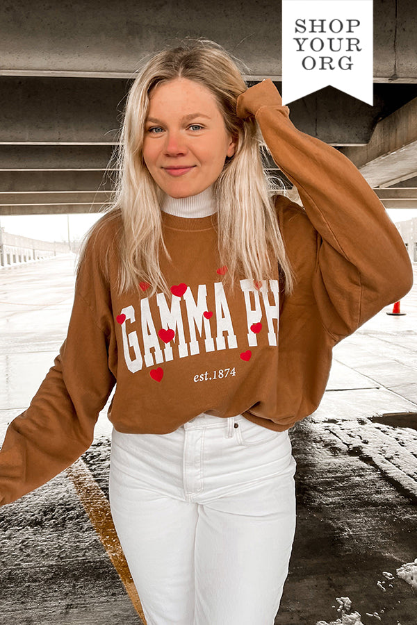 Caffeine Varsity Heart Light Weight Crewneck