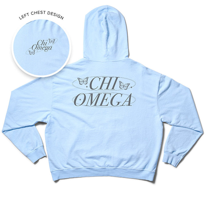 Arctic Blue Butterfly Matching Set Light Weight Sorority Hoodie