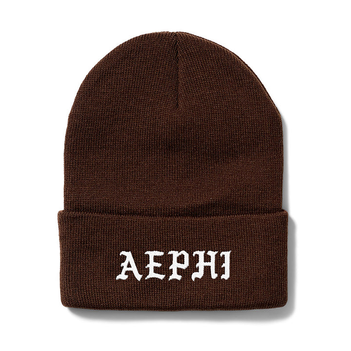 Brown Greek Embroidered Beanie