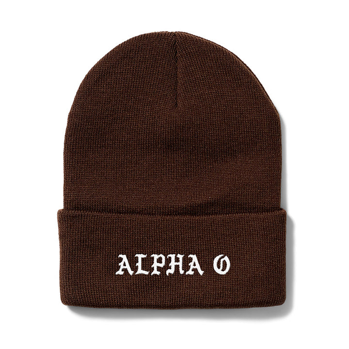 Brown Greek Embroidered Beanie