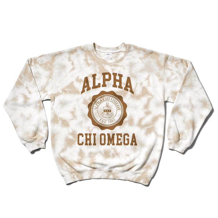 Sorority Crest Tie Dye Crewneck - 2XL