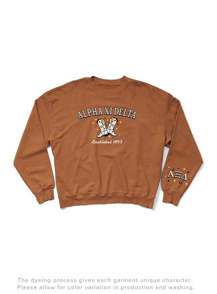 Caffeine Cowboy Light Weight Sorority Crewneck