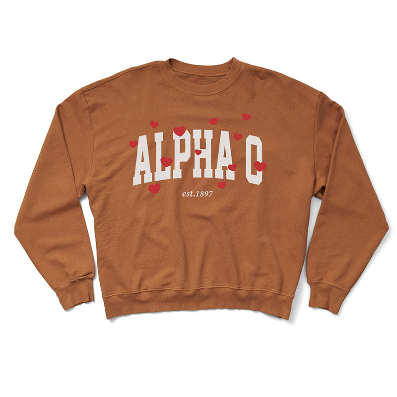 Caffeine Varsity Heart Light Weight Crewneck