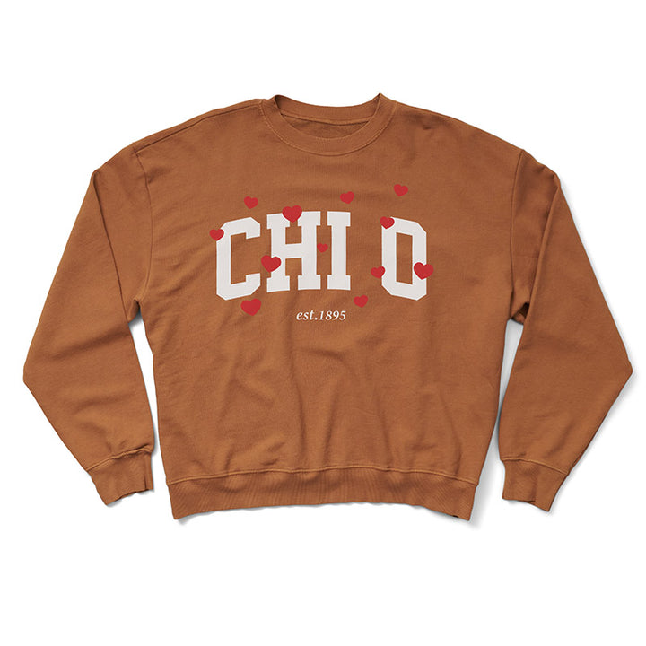 Caffeine Varsity Heart Light Weight Crewneck