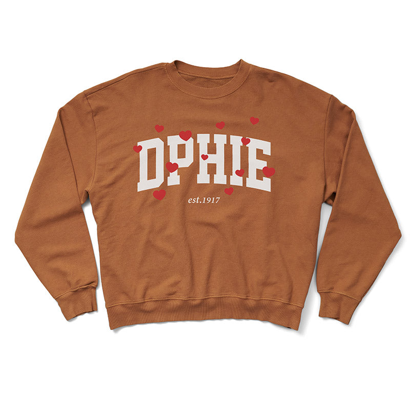 Caffeine Varsity Heart Light Weight Crewneck