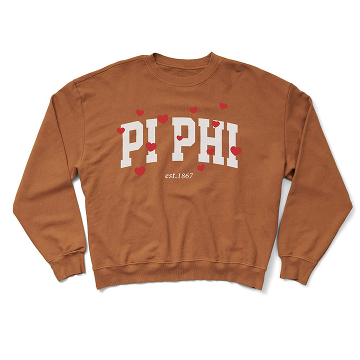 Caffeine Varsity Heart Light Weight Crewneck