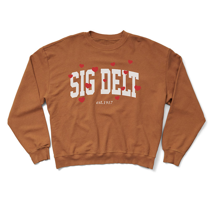 Caffeine Varsity Heart Light Weight Crewneck