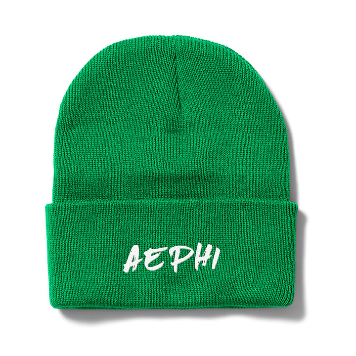 Green Greek Embroidered Beanie