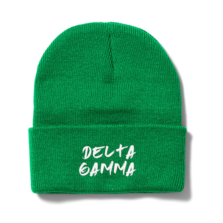 Green Greek Embroidered Beanie