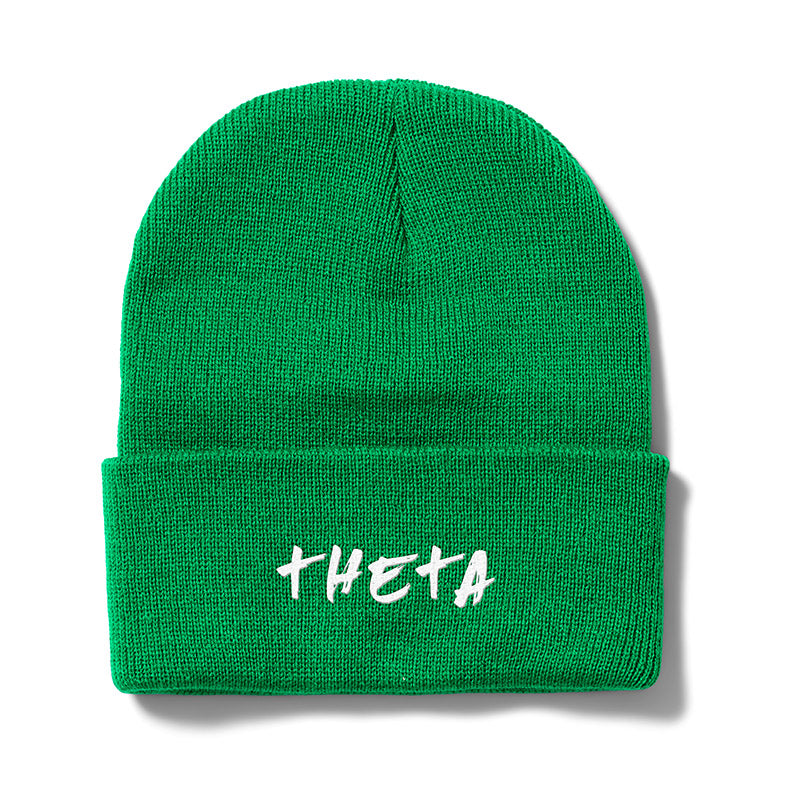 Green Greek Embroidered Beanie