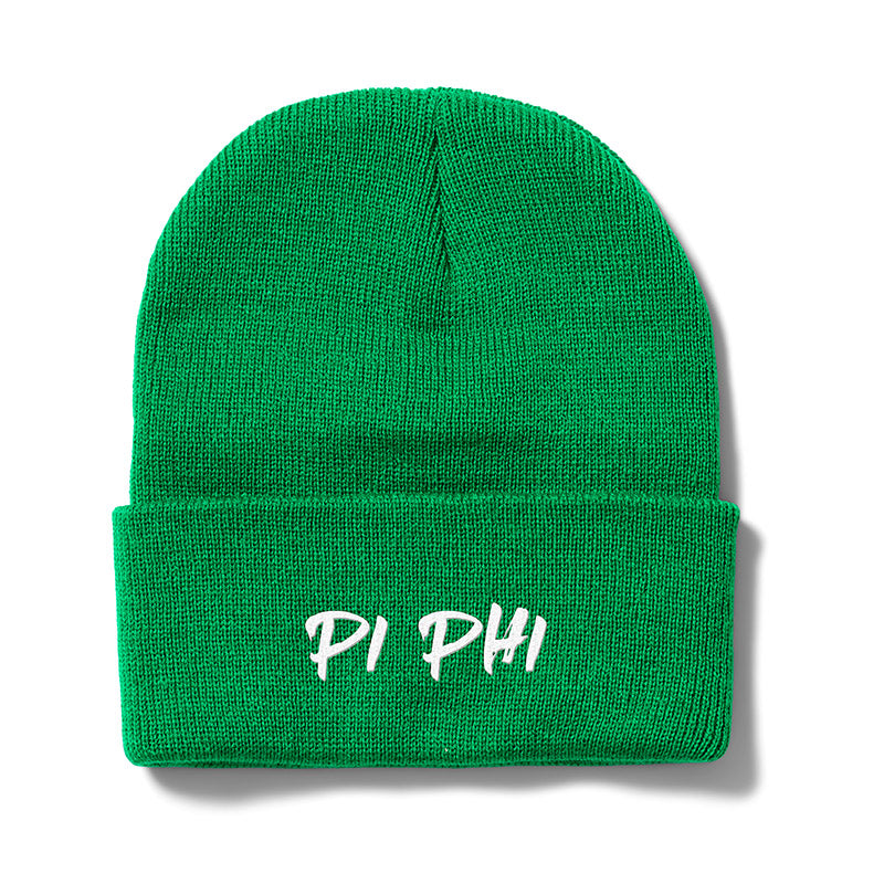 Green Greek Embroidered Beanie