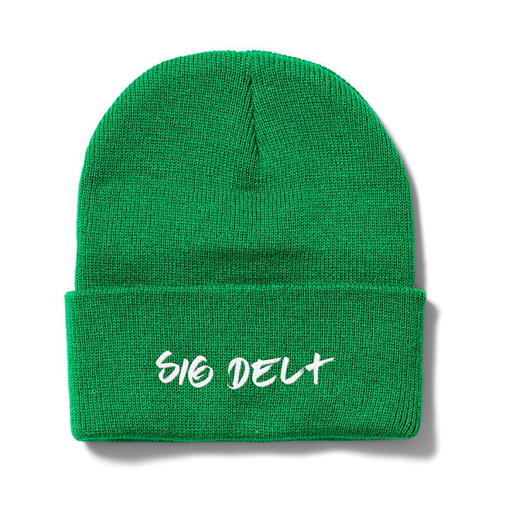 Green Greek Embroidered Beanie