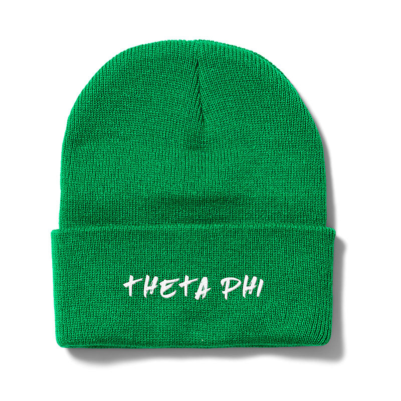 Green Greek Embroidered Beanie